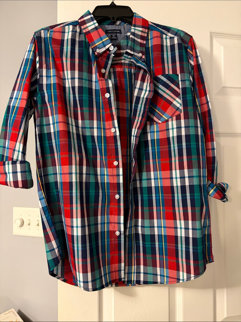 Tommy Hilfiger Red, Blue & Green Plaid Button-Down Shirt
